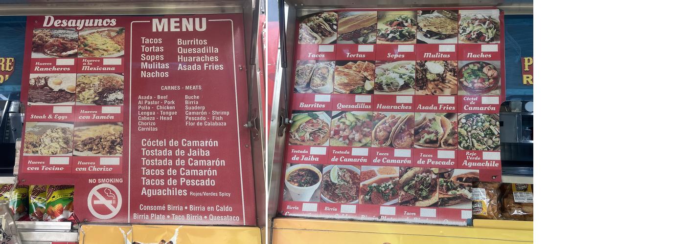 Tacos el flaco 1 Menu