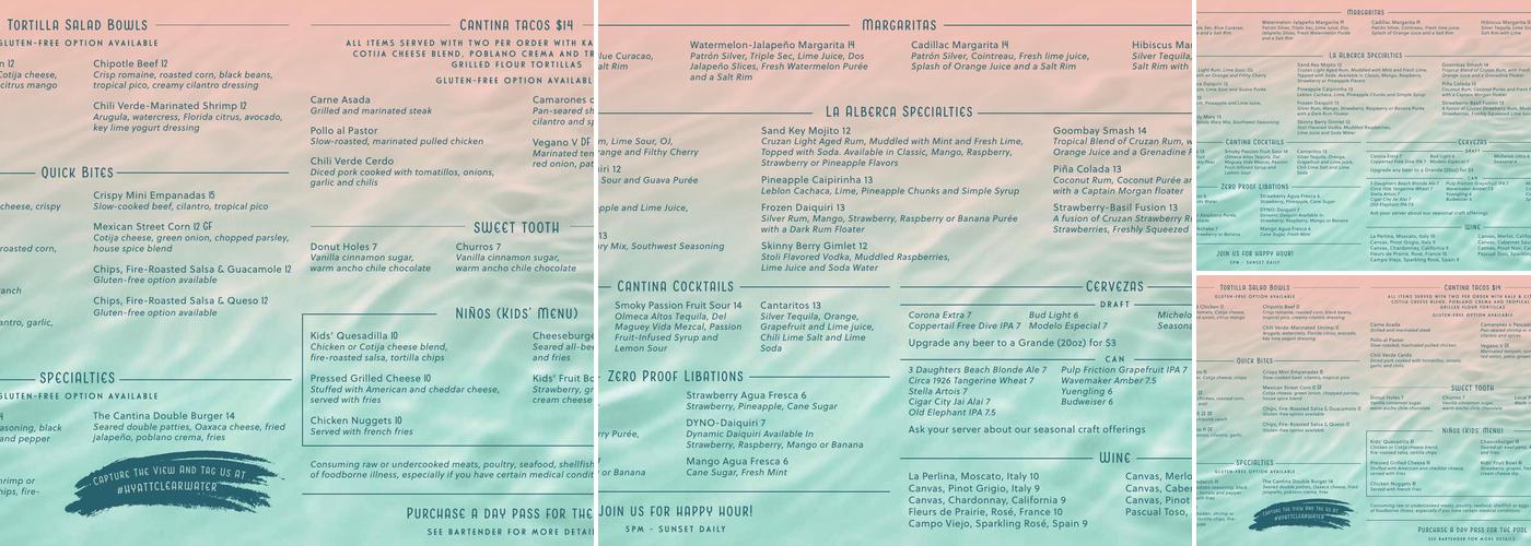 Tropico Rooftop Cantina Menu