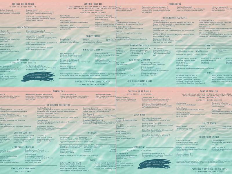 Tropico Rooftop Cantina Menu