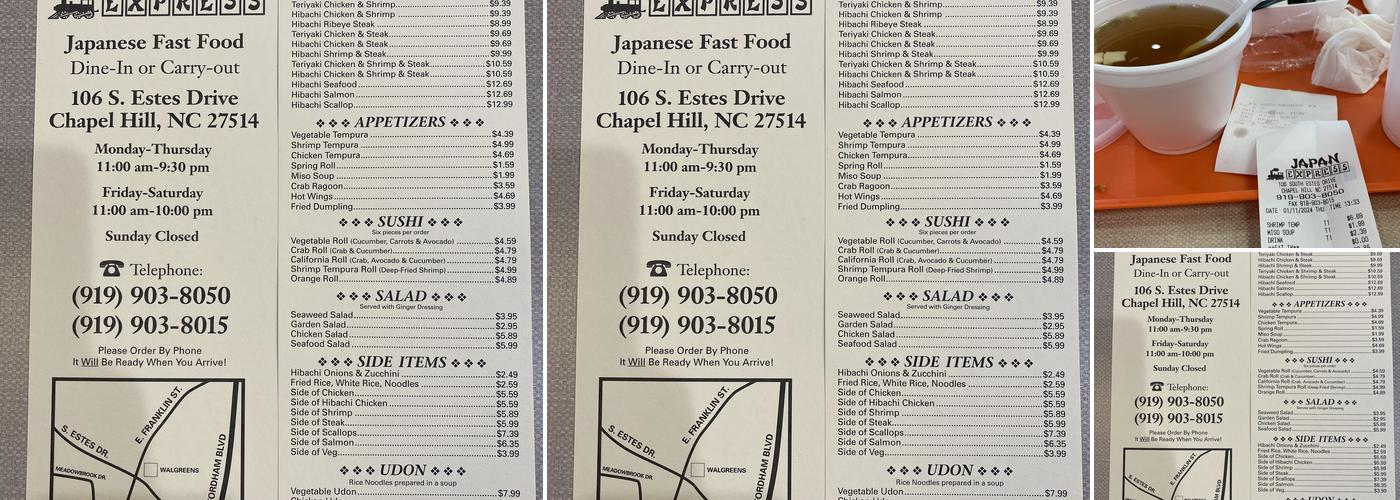 Japan Express Menu