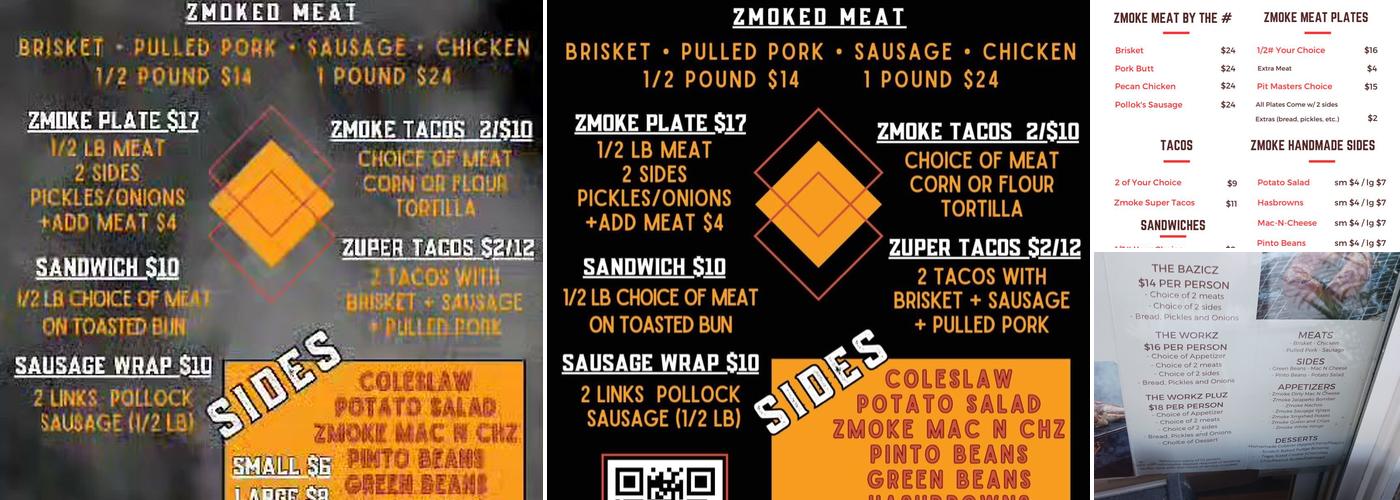 Tommy Zmoke Barbecue Menu