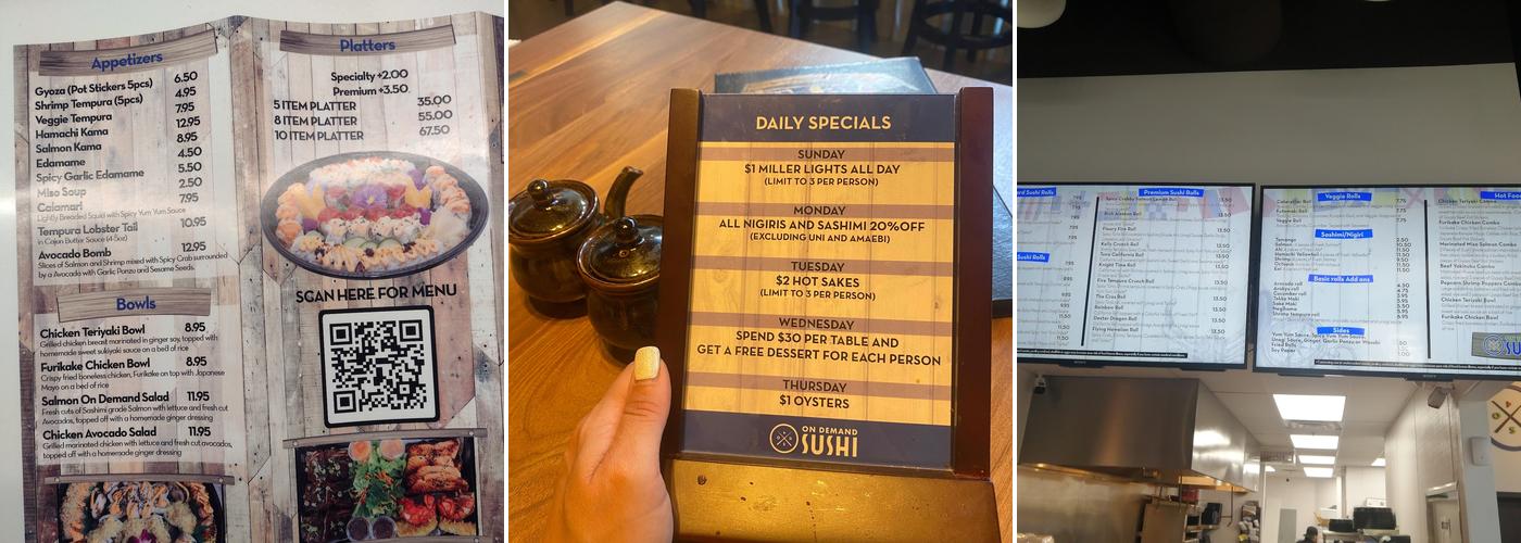 On Demand Sushi Menu