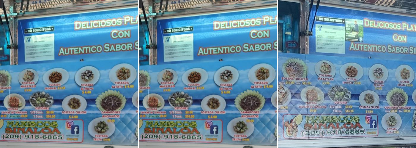Mariscos Sinaloa Menu