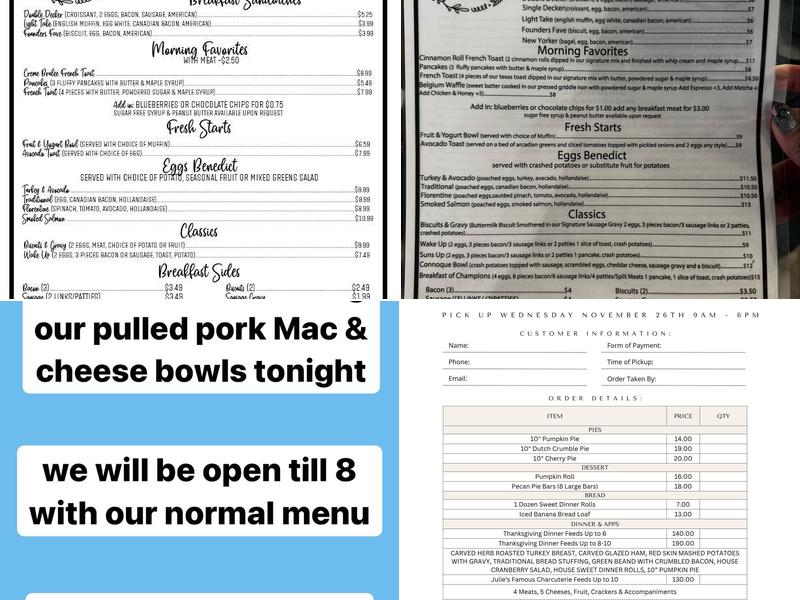 Spring & Main Café Menu