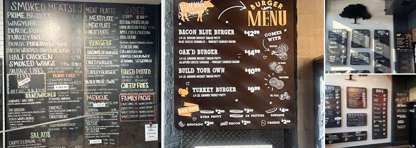 OAK'D BBQ Menu
