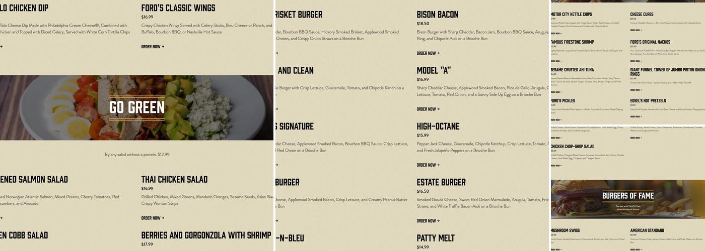 Ford's Garage St. Augustine Menu