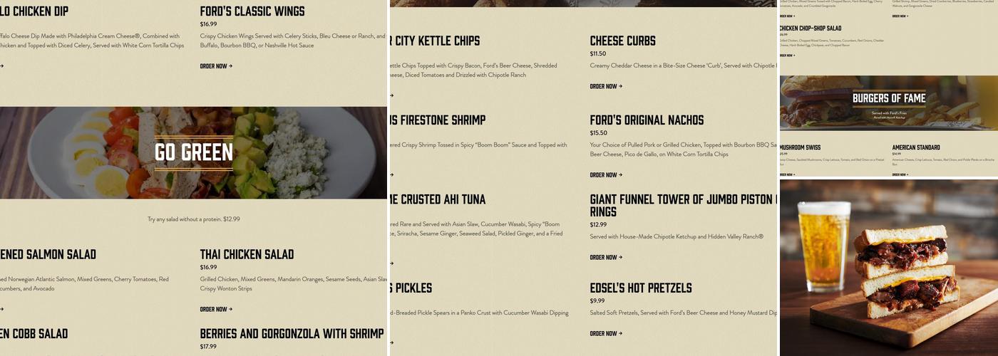 Ford's Garage St. Augustine Menu