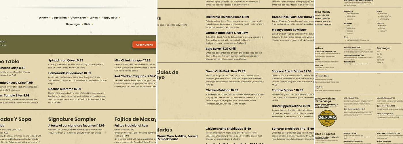 Macayo's Mexican Food Menu