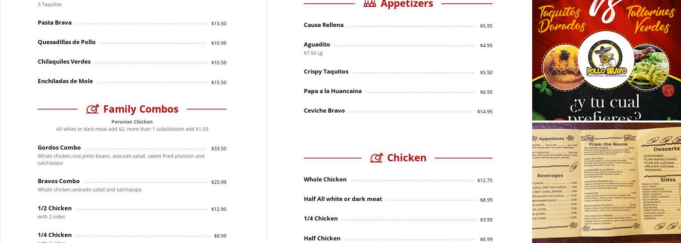 Pollo Bravo Express Menu