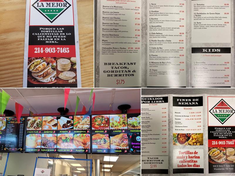 Tortilleria La Mejor Menu