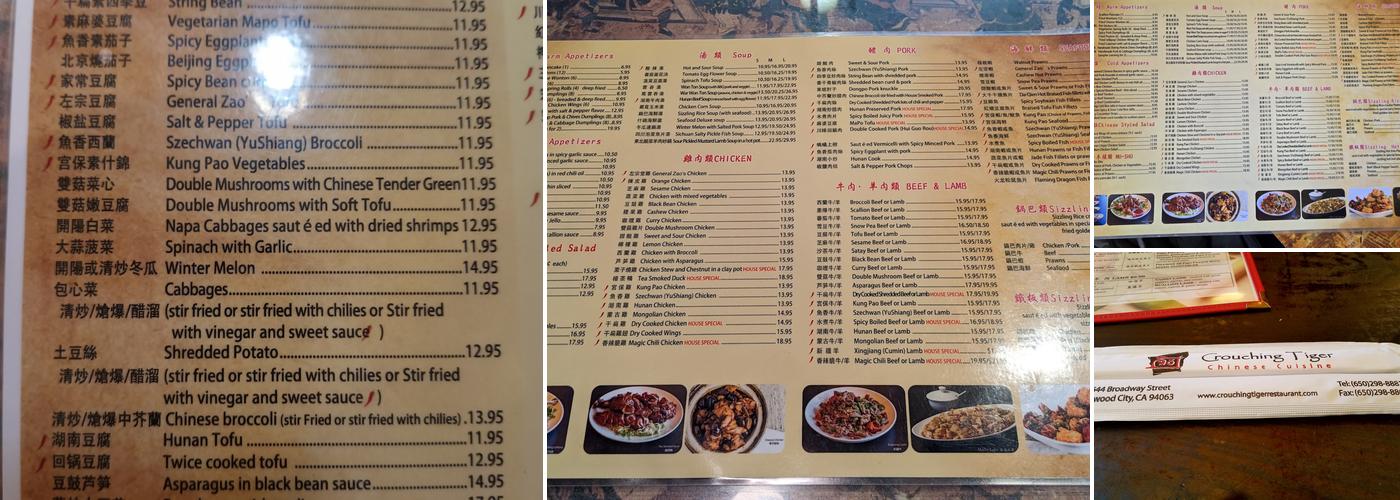 Crouching Tiger Restaurant & Bar Menu