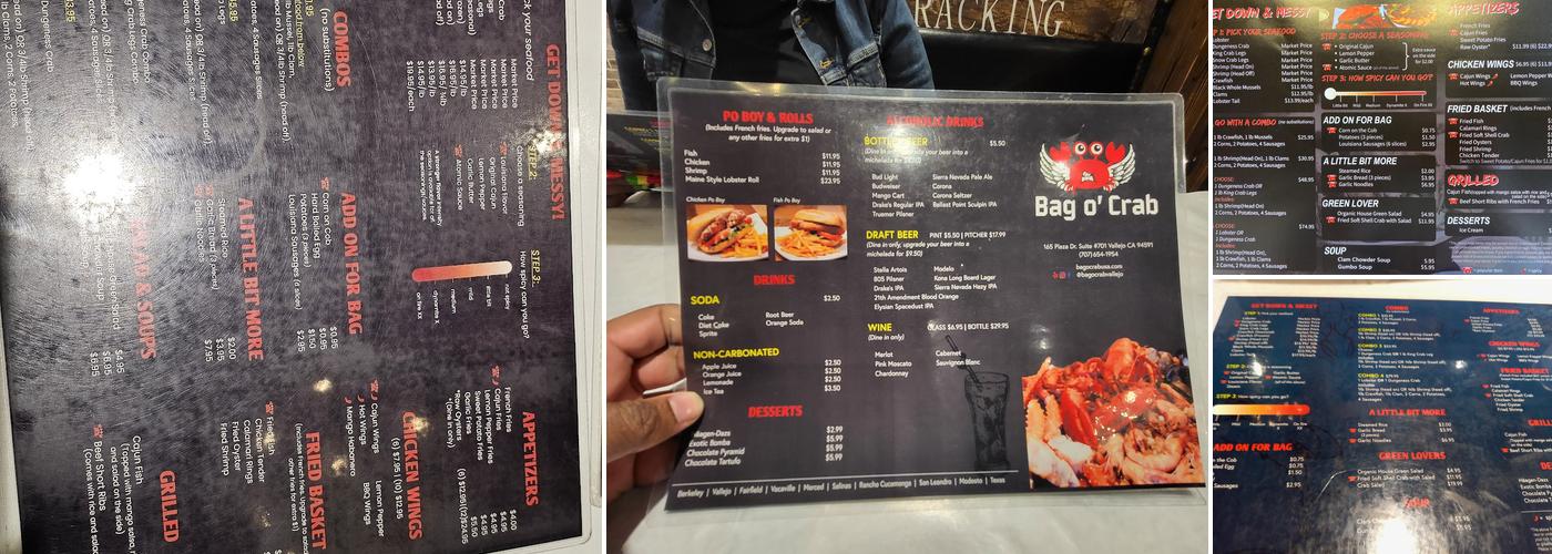 Bag O' Crab Menu