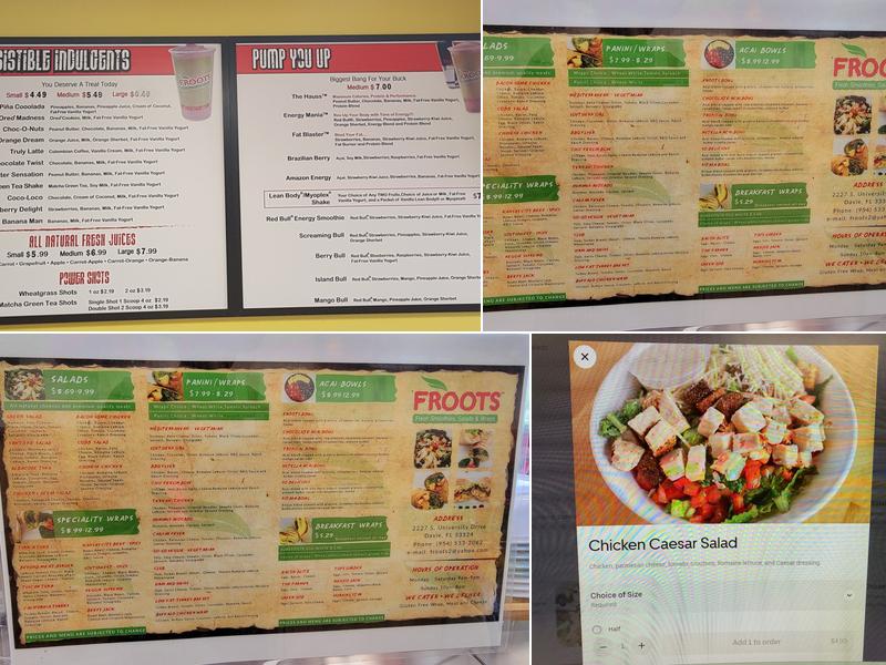 Froots Davie Menu