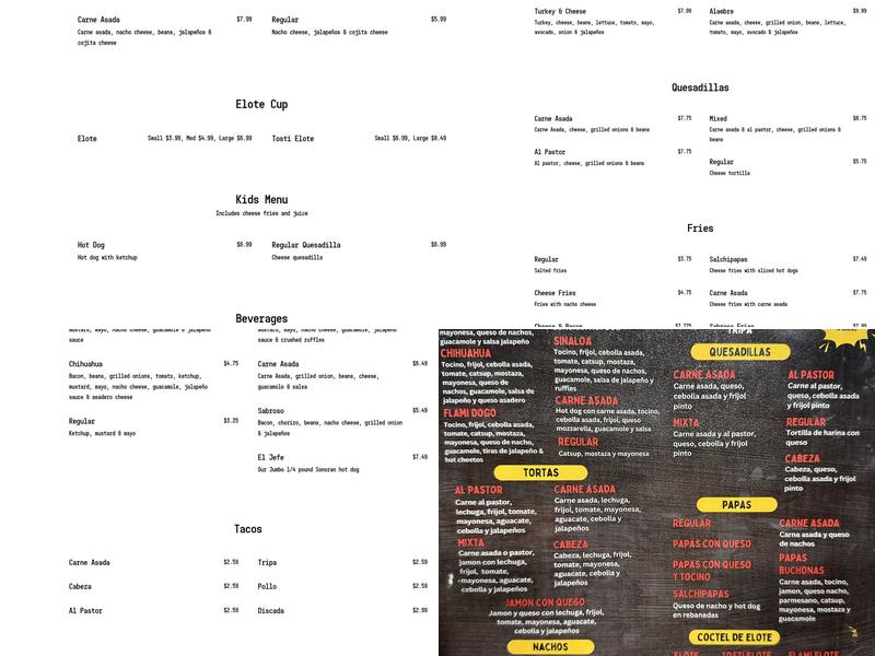 El Sabroso Hot Dogs #1 Menu