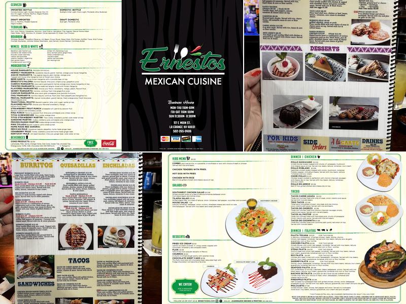 Ernestos Mexican Cuisine Menu