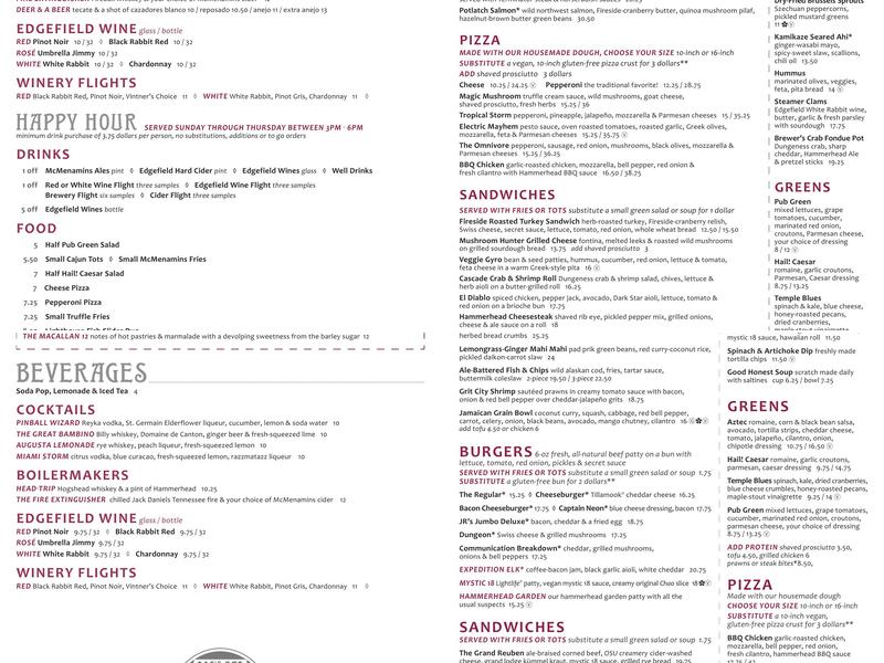 McMenamins Doc's Bar Menu