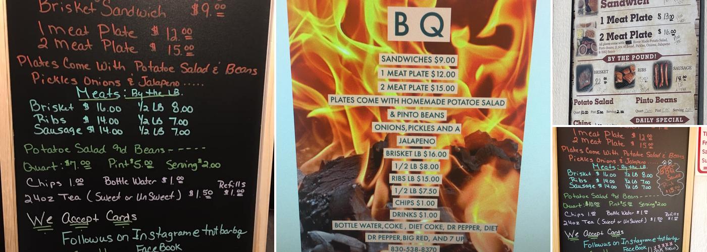 TNT BBQ Menu