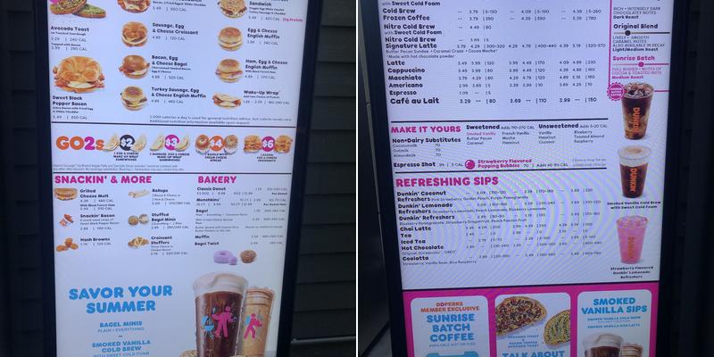 Dunkin' Menu