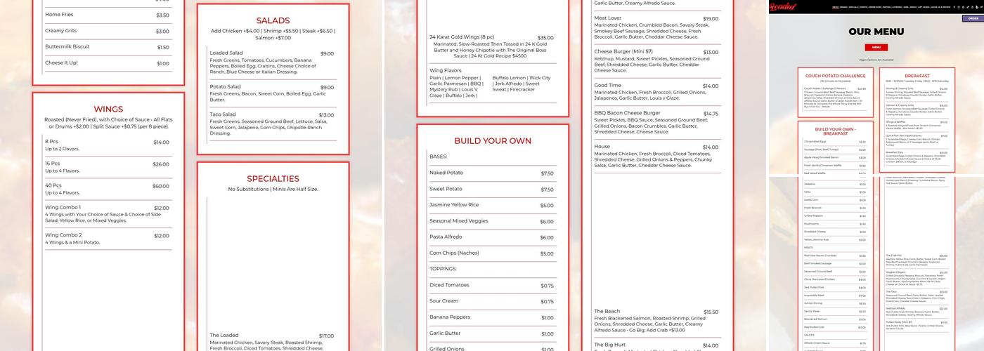 Loaded “The Potato Place” Menu