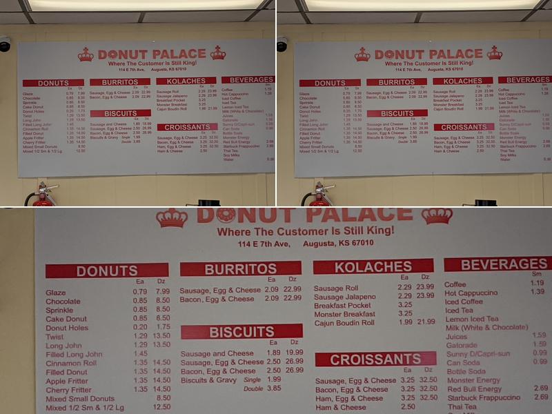 Donut Palace Menu