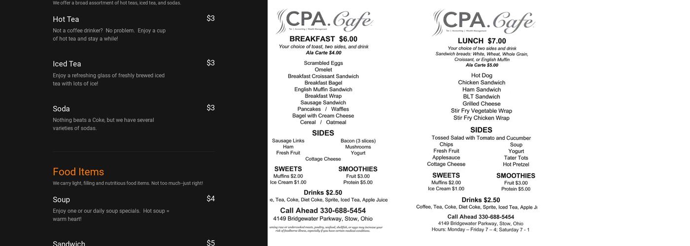 CPA Cafe Menu