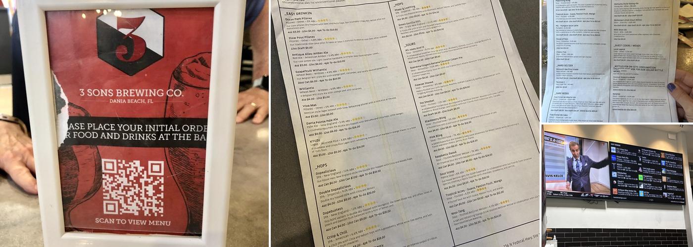 3 Sons Brewing Co Menu