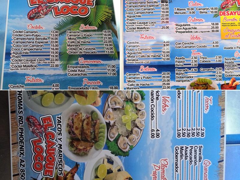 El Caque Loco Menu