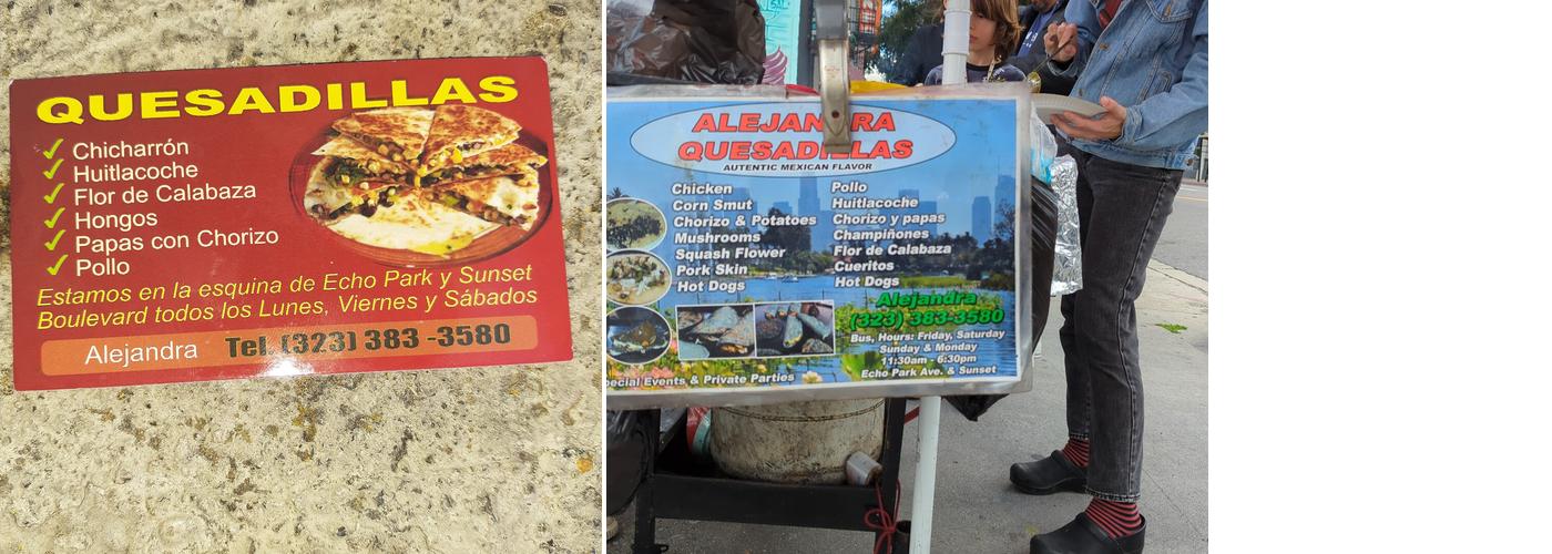 Alejandra's Quesadilla Cart de Oaxaca Menu