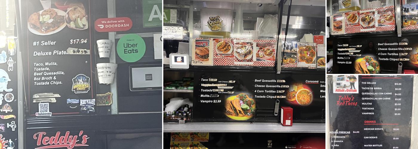 Teddy's Red Tacos Truck Menu