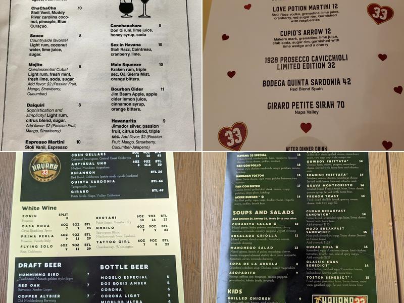 Havana 33 Menu