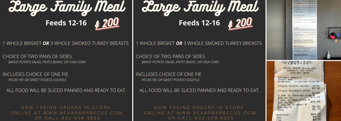 Bexar Barbecue Menu