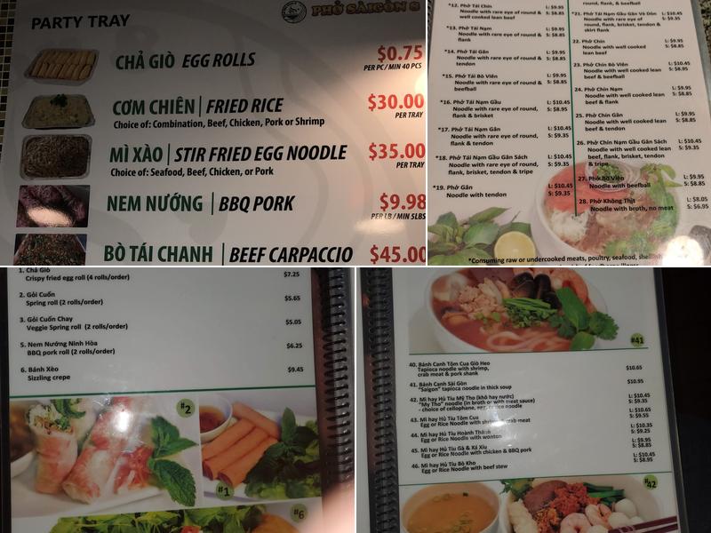 Pho Saigon 8 Menu