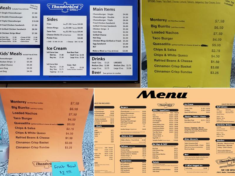 Thunderbird Grill Menu