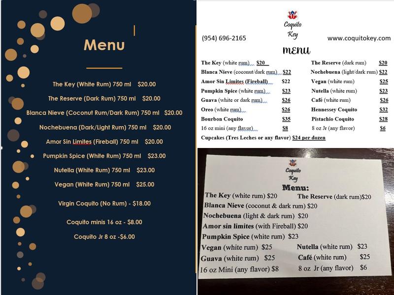 Coquito Key Menu
