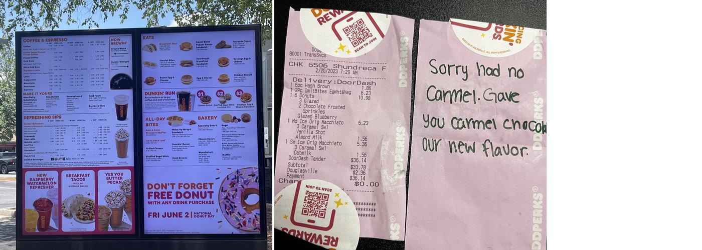 Dunkin' Menu