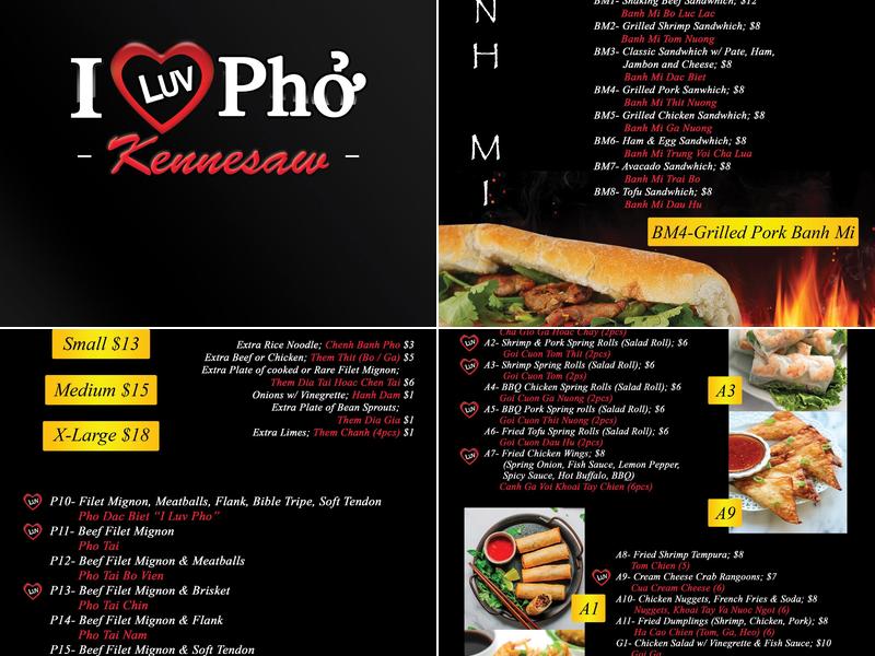 I Luv Pho Menu