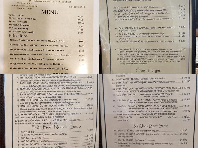 Phở Thành Restaurant Menu