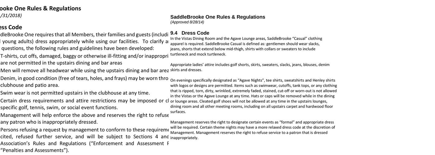 The Vistas and Agave Lounge at SaddleBrooke One Menu
