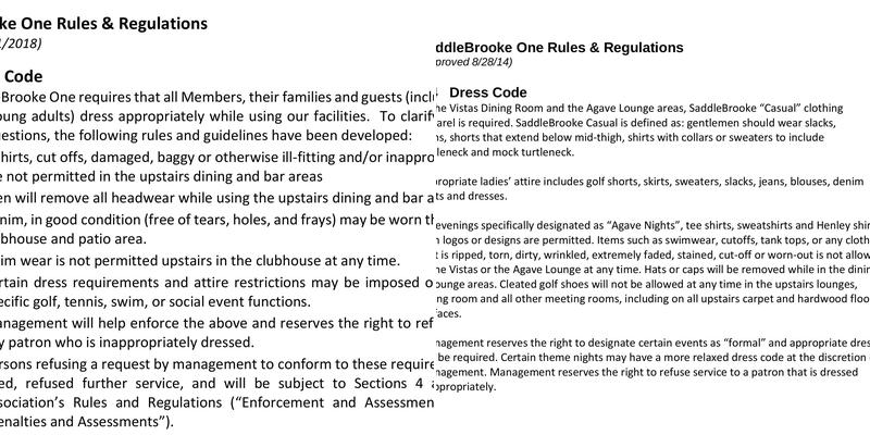 The Vistas and Agave Lounge at SaddleBrooke One Menu