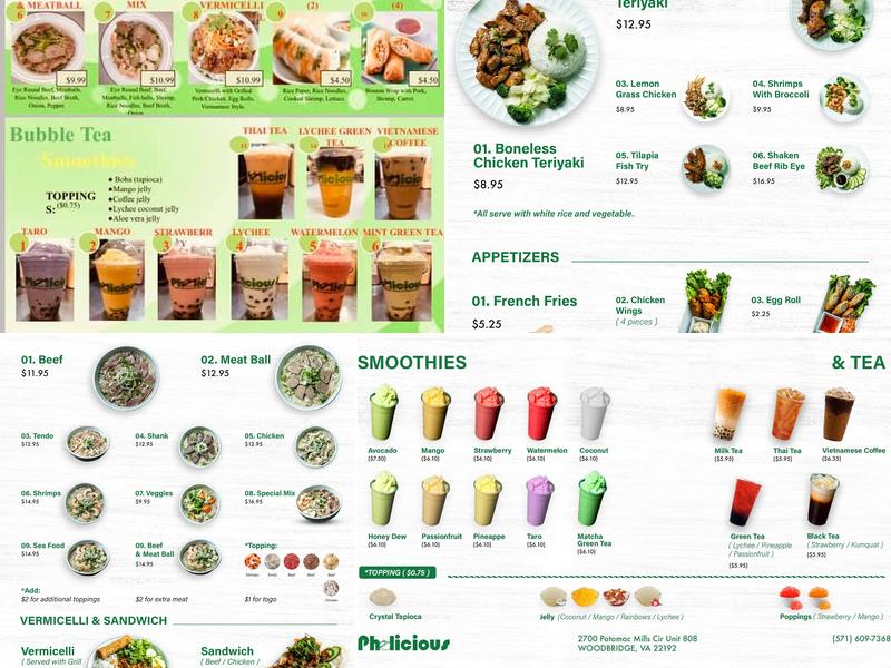 Pholicious Menu