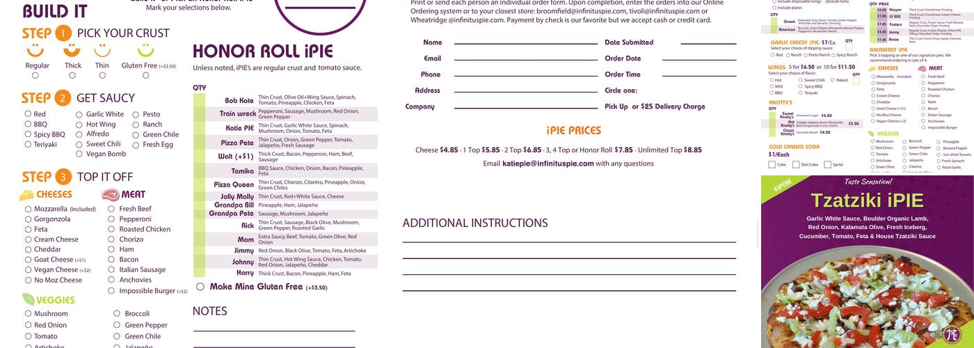 Infinitus Pie Boulder Menu