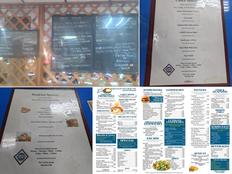 The Cafe in Justin Menu