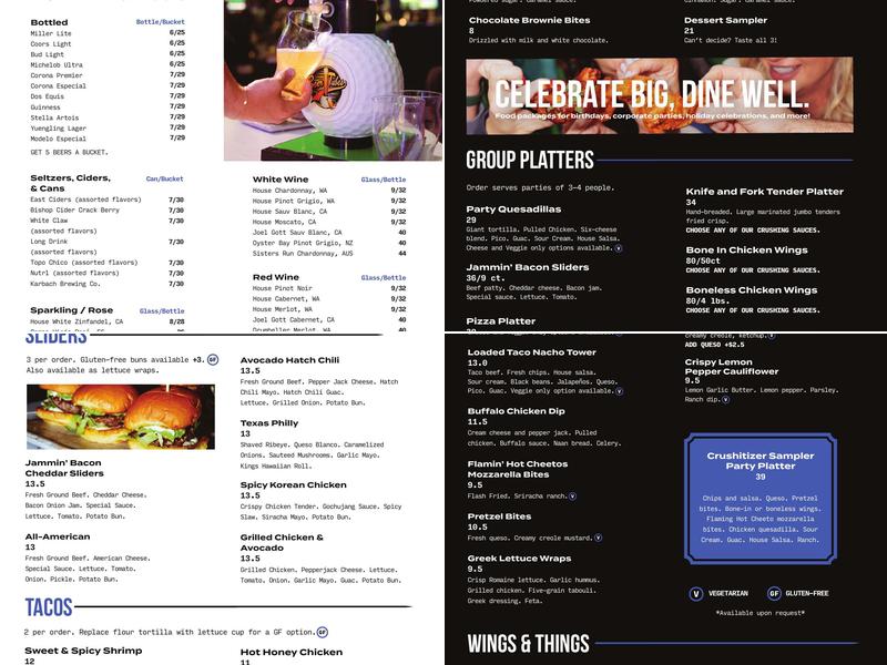 Crush It! Sports Lounge Menu