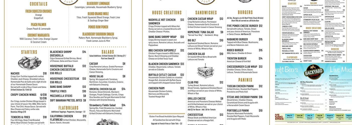 Backyard Bar & Grille Menu