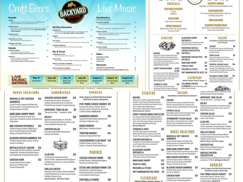 Backyard Bar & Grille Menu