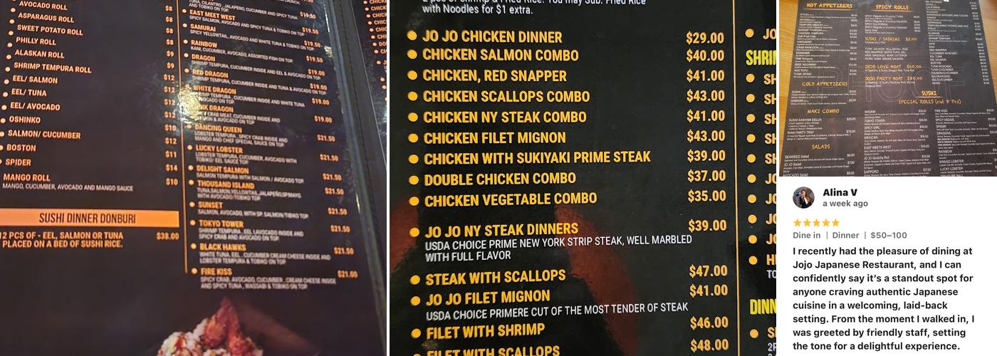 Jo Jo Japanese Hibachi & Sushi Menu