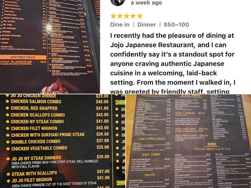 Jo Jo Japanese Hibachi & Sushi Menu