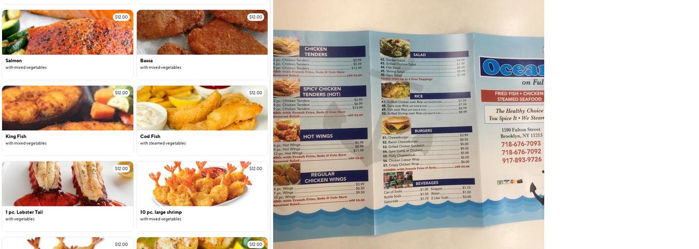 Ocean on Fulton Menu
