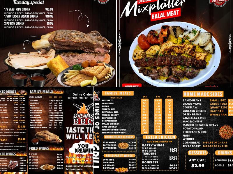 Dreams BBQ Menu