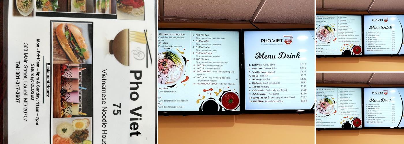 Pho Viet 75 Menu
